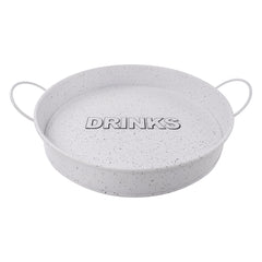 BAR BUTLER BAR TRAY WHITE MOTTLED BLACK, 370MM DIA