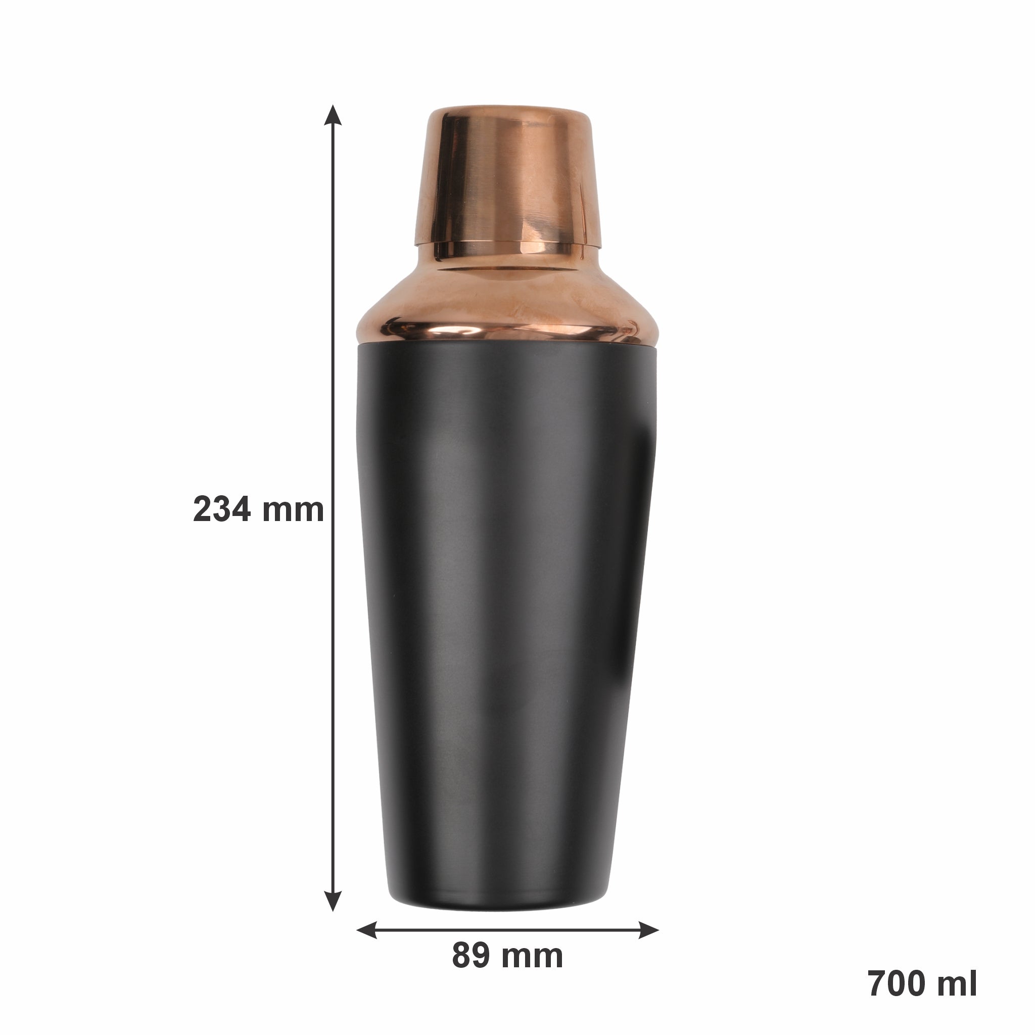 BAR BUTLER MATTE BLACK COCKTAIL AND ROSE GOLD SHAKER 4PCS SET