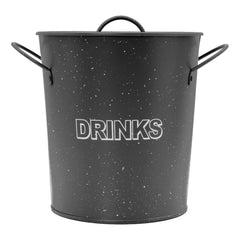 BAR BUTLER ICE BUCKET WITH HANDLES, PLASTIC LINER & LID GREY MOTTLED WHITE, 3L