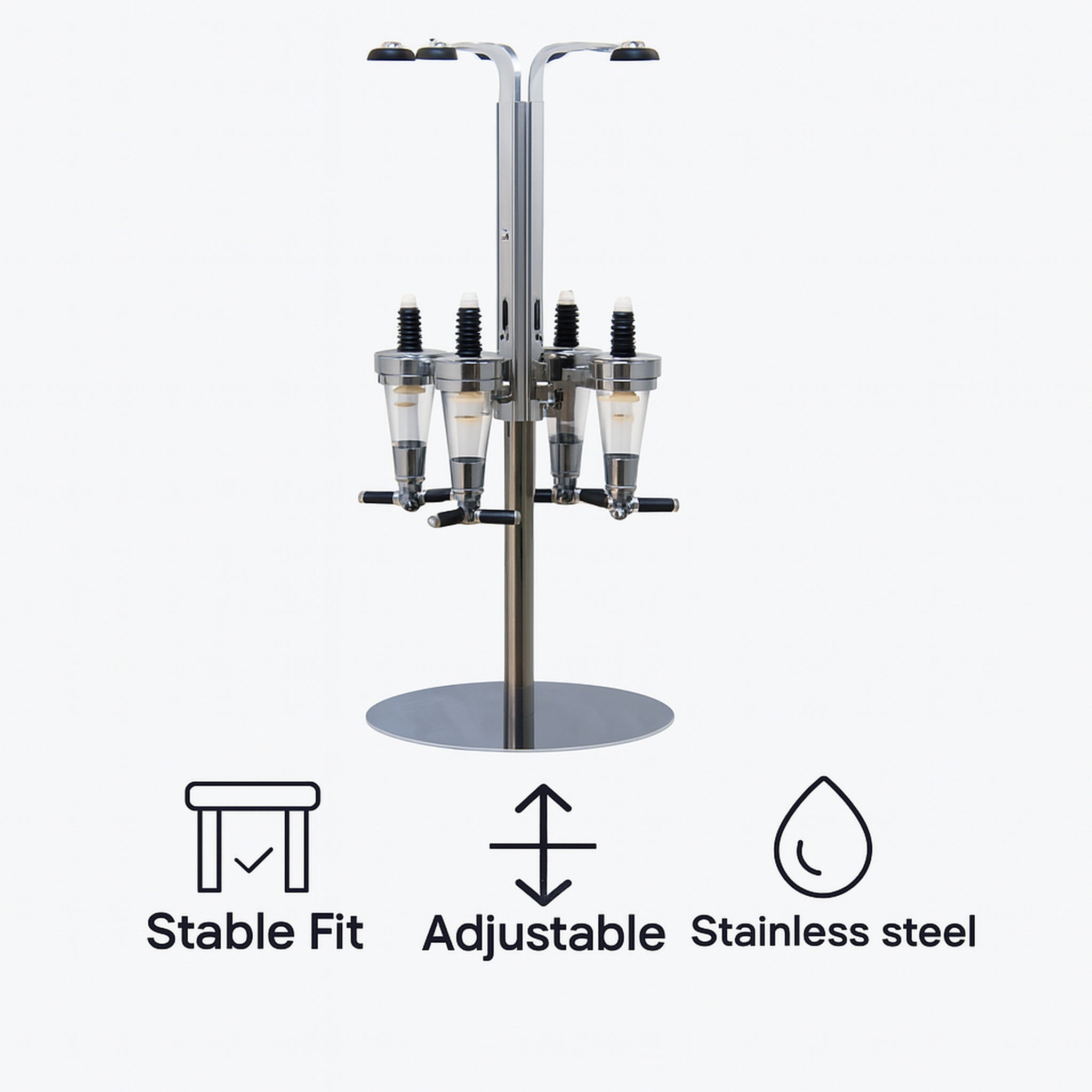 BAR BUTLER 4 BOTTLE TOT MEASURE DISPENSERS 25ML ON A ROTARY STAND