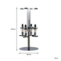 BAR BUTLER 4 BOTTLE TOT MEASURE DISPENSERS 25ML ON A ROTARY STAND
