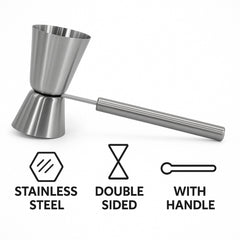 BAR BUTLER DOUBLE TOT MEASURE WITH HANDLE ST STEEL, 25ML/50ML