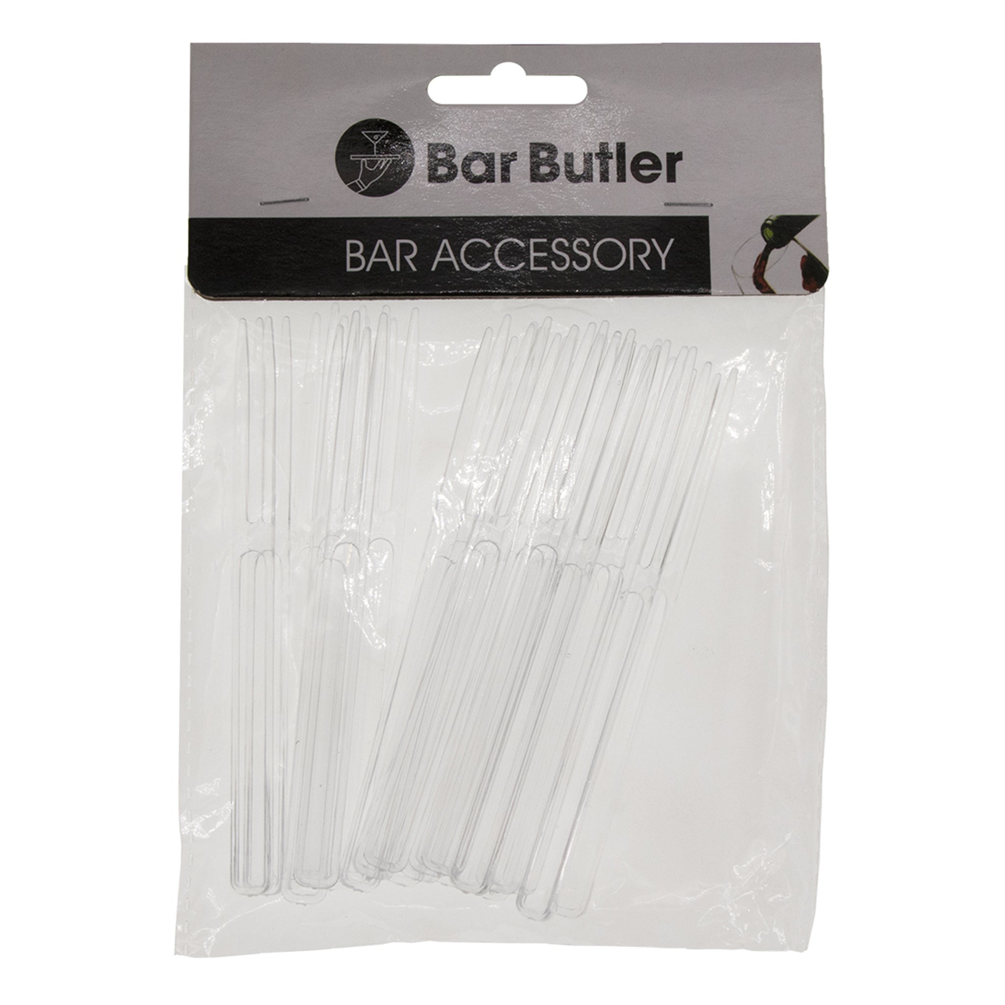 BAR BUTLER CLEAR COCKTAIL PLASTIC FORKS 24PK, 105MM