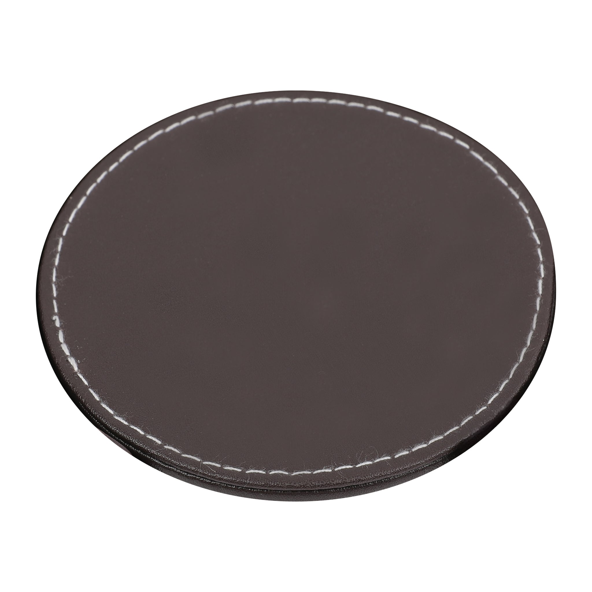 BAR BUTLER ROUND LEATHERETTE COASTERS IN HOLDER 7PCS SET