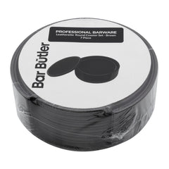 BAR BUTLER ROUND LEATHERETTE COASTERS IN HOLDER 7PCS SET
