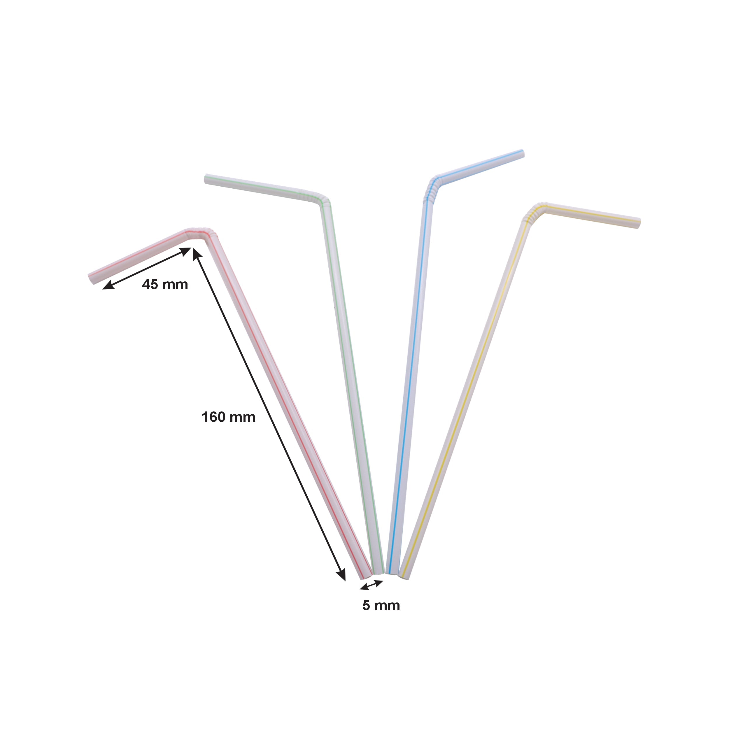 BAR BUTLER STRAWS BENDY CANDY COLOURED 5MM, 100PK