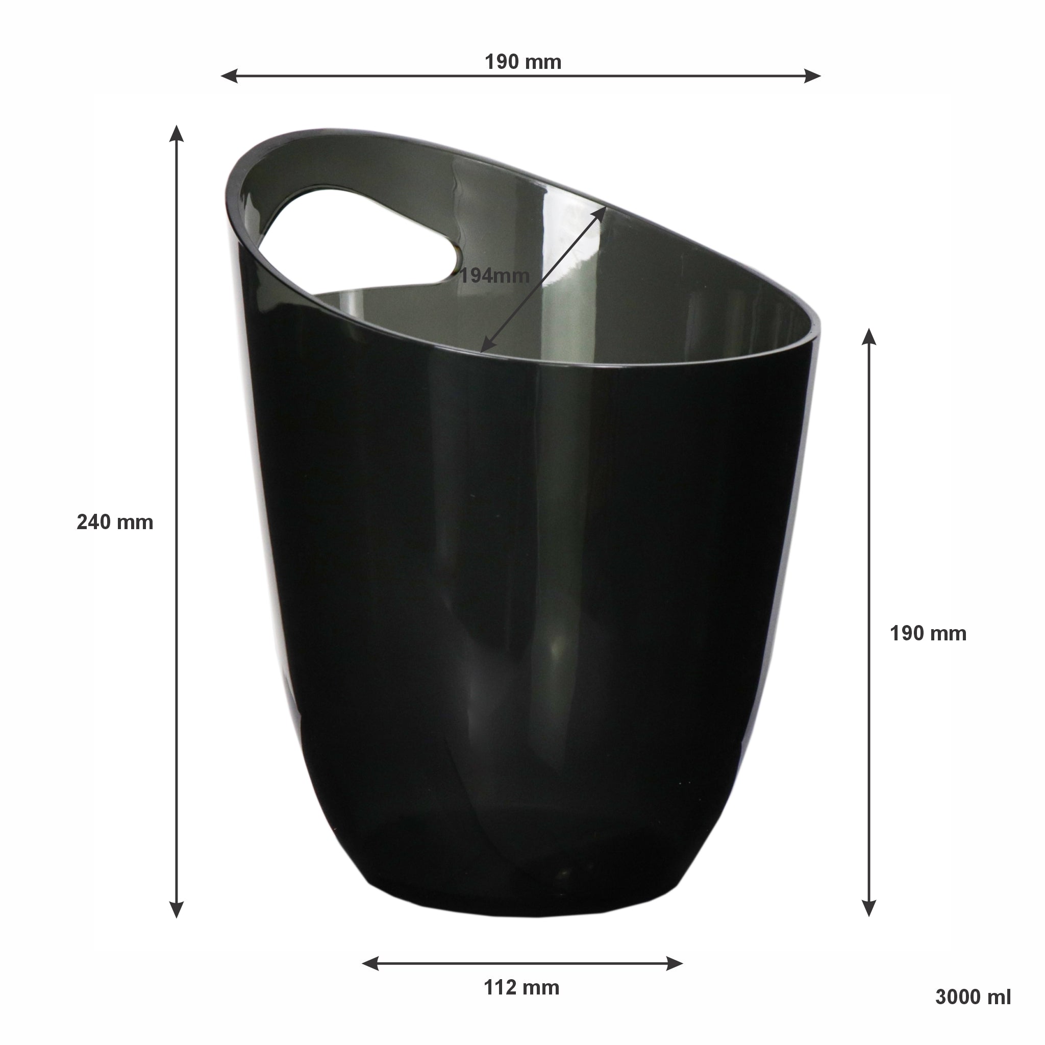 BAR BUTLER WINE BUCKET TRANSPARENT BLACK PS PLASTIC, 3L