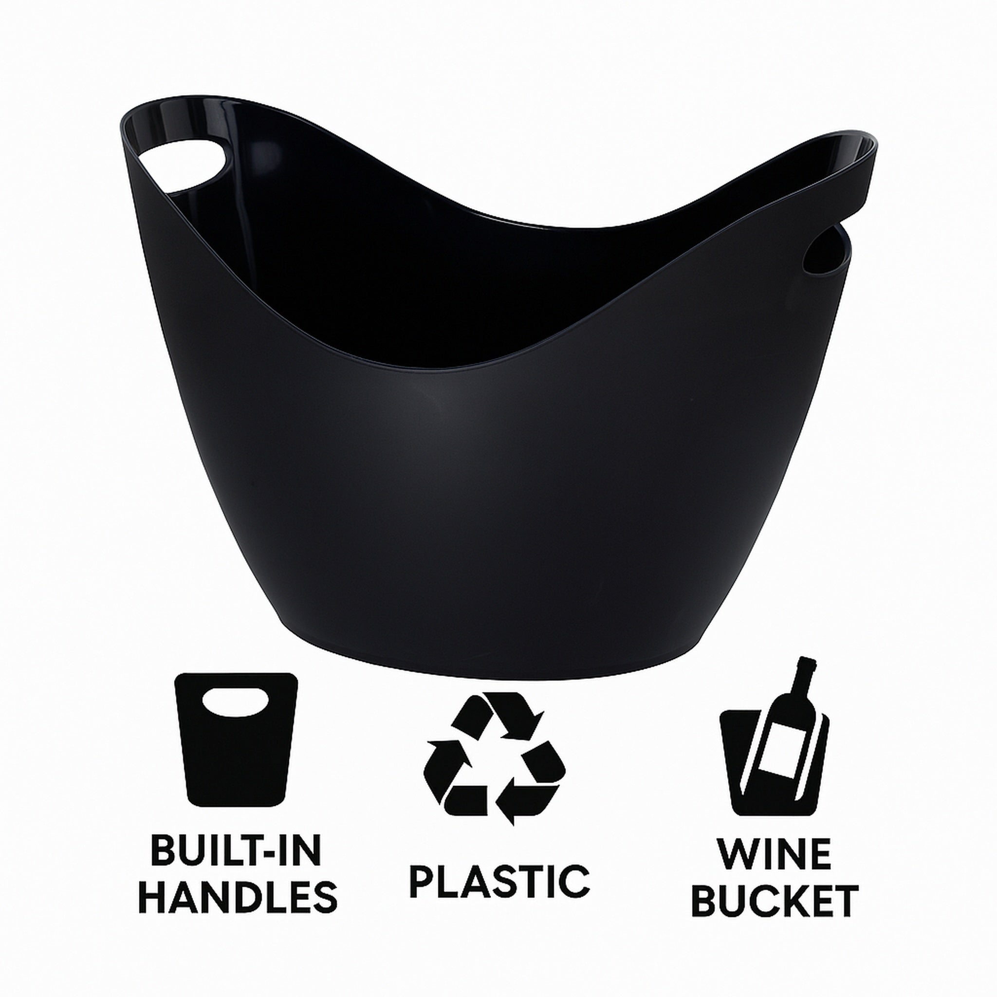 BAR BUTLER WINE BUCKET OVAL BLACK PS PLASTIC, 7L
