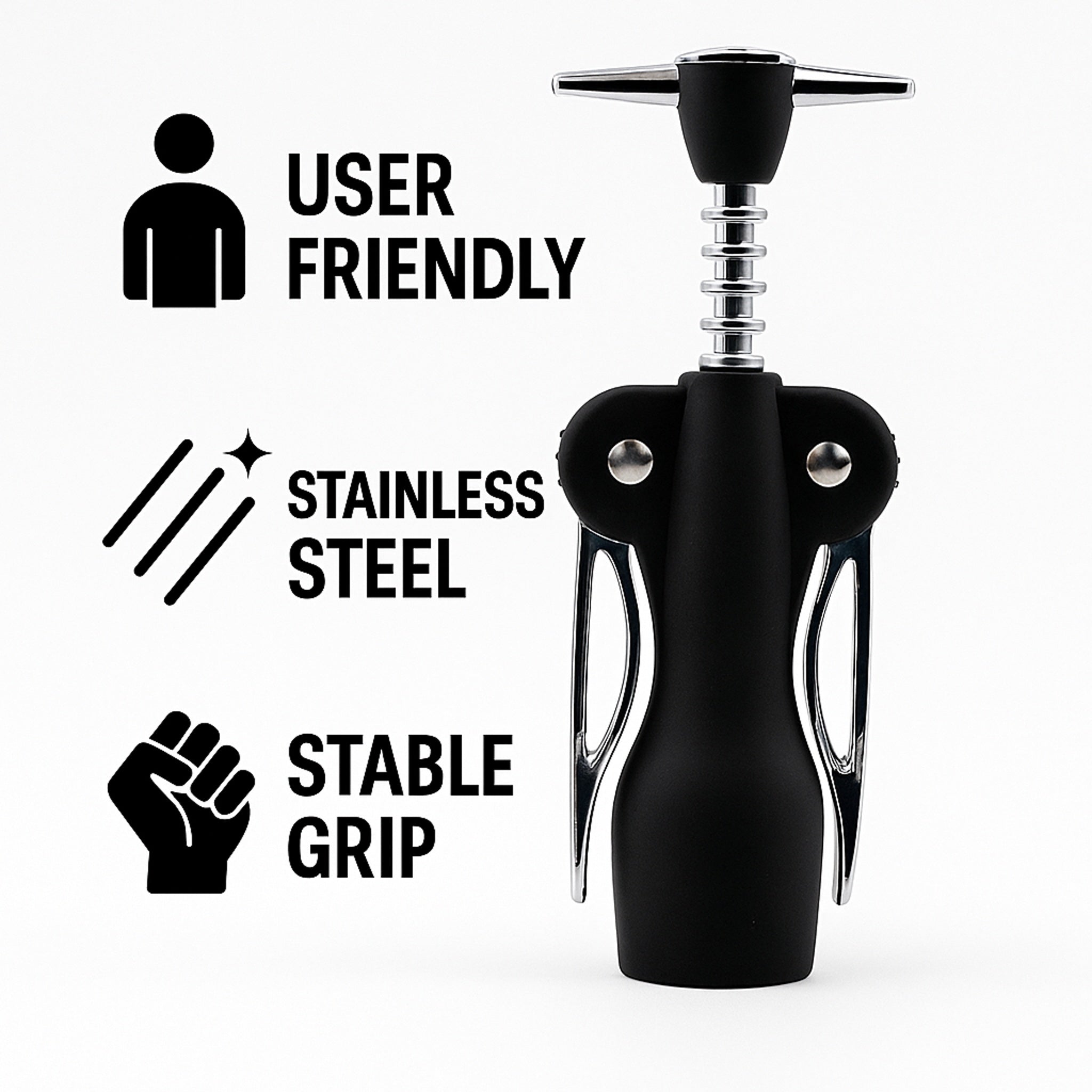 BAR BUTLER MERMAID WING CORKSCREW BOTTLE OPENER BLACK