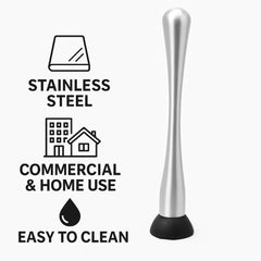 BAR BUTLER MUDDLER ST STEEL WITH BLACK NETTED HEAD