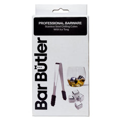 BAR BUTLER ICE CUBES WITH TONG STAINLESS STEEL 6 PIECE SET