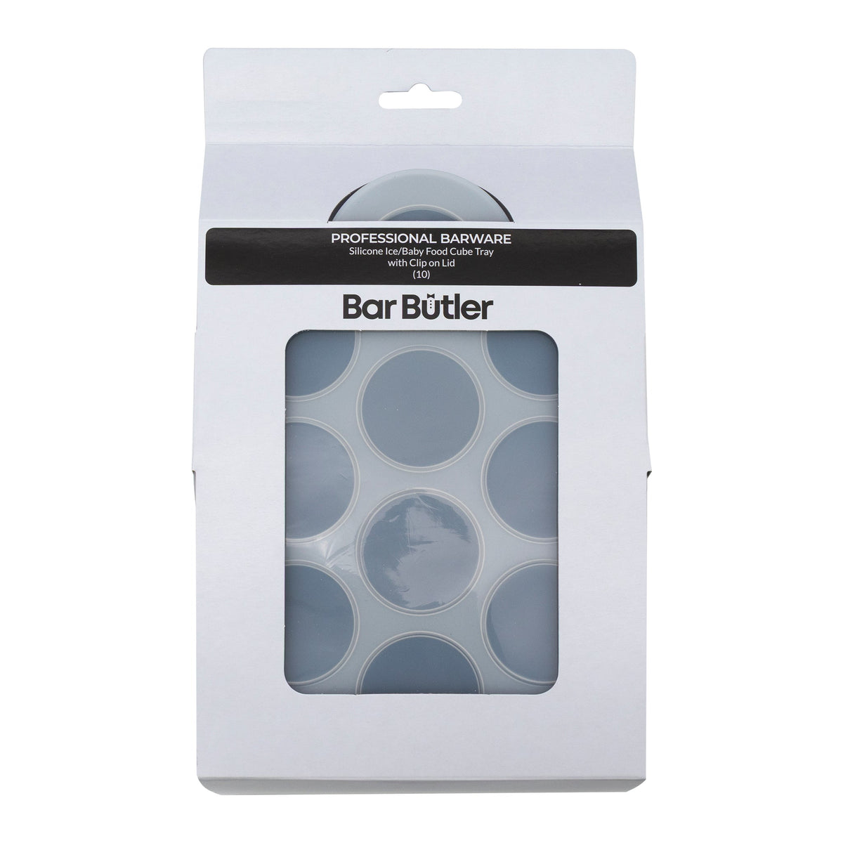 BAR BUTLER GREY SILICONE 10 ICE/BABY FOOD MOULDS WITH COVER