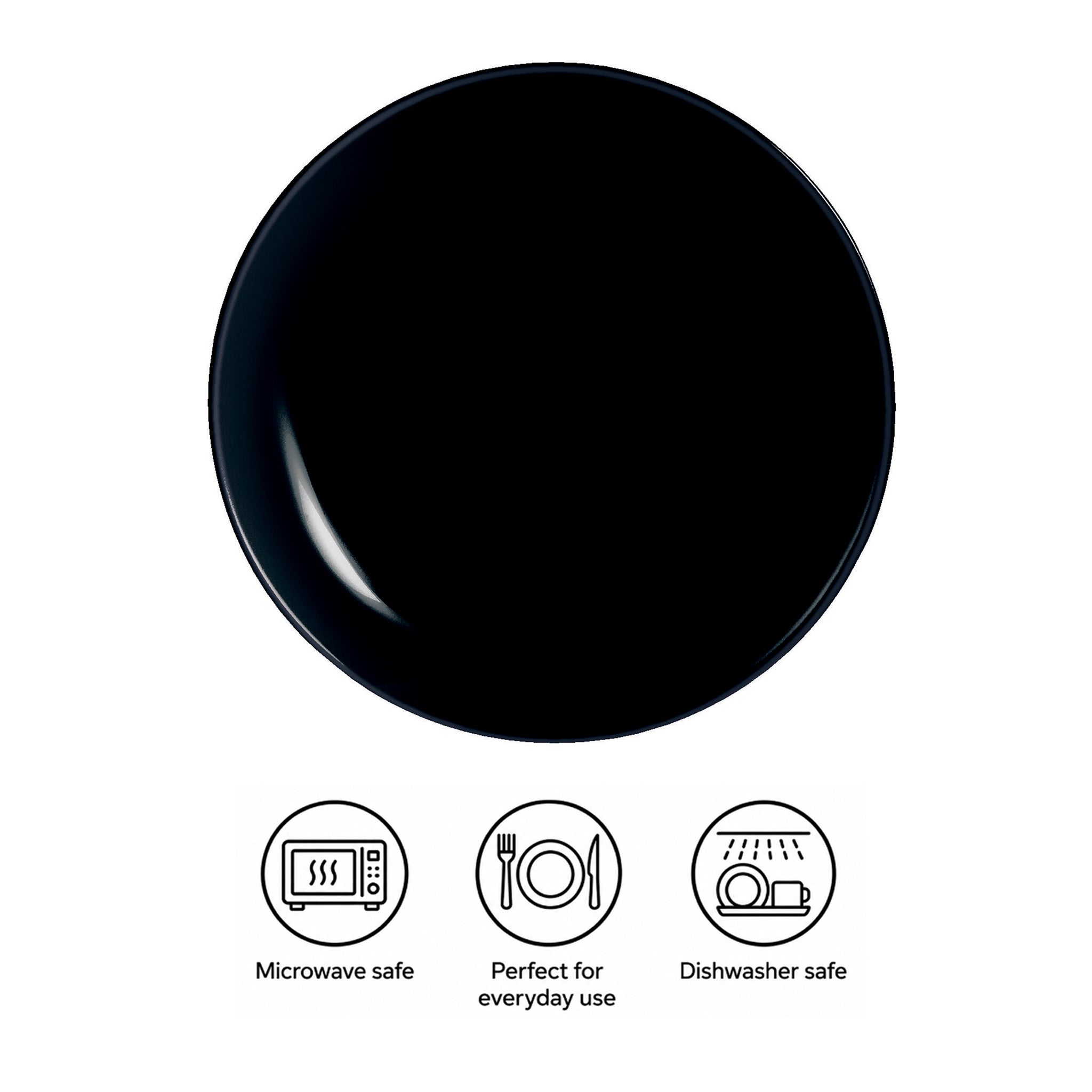 LUMINARC OPAL BLACK SIDE PLATE, 190MM DIA